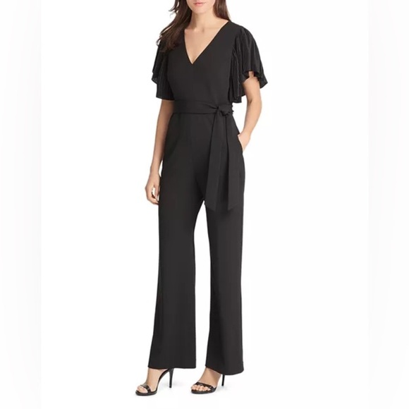 Eliza J Pants - Eliza J Black Pleated Flutter-Sleeve Jumpsuit size 14W